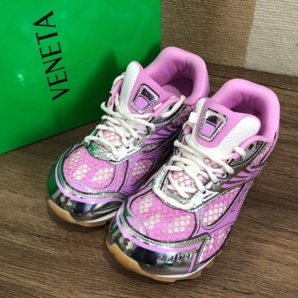 Bottega Veneta Orbit Sneakers in Pink & Silver